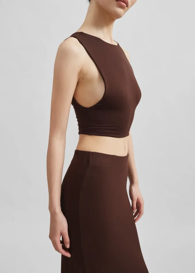The Frankie Shop Tops Evangeline Cropped Tank 8211 Brown 8211 Women