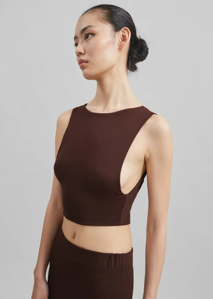 The Frankie Shop Tops Evangeline Cropped Tank 8211 Brown 8211 Women
