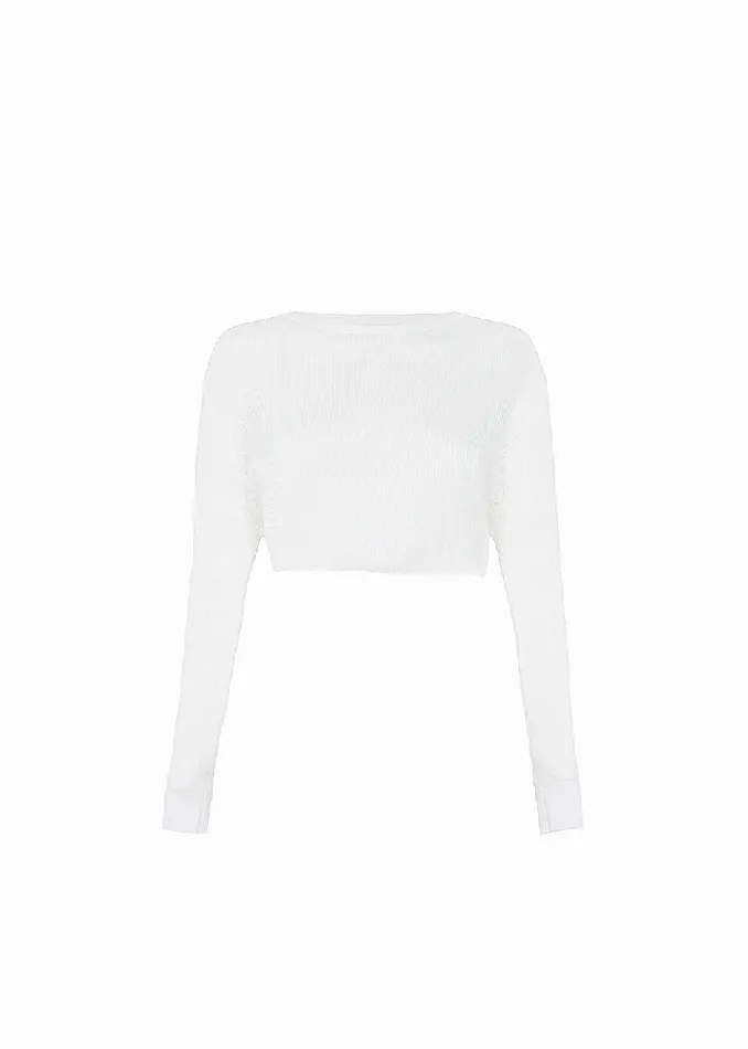 The Frankie Shop Tops Kaz Cropped Knit Top 8211 White 8211 Women