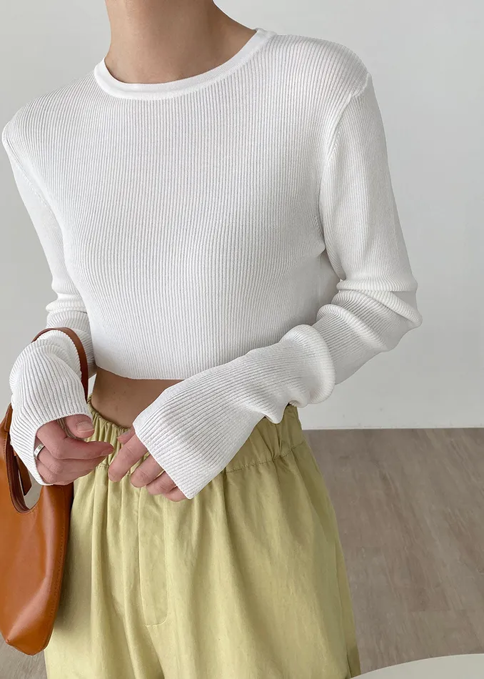 The Frankie Shop Tops Kaz Cropped Knit Top 8211 White 8211 Women