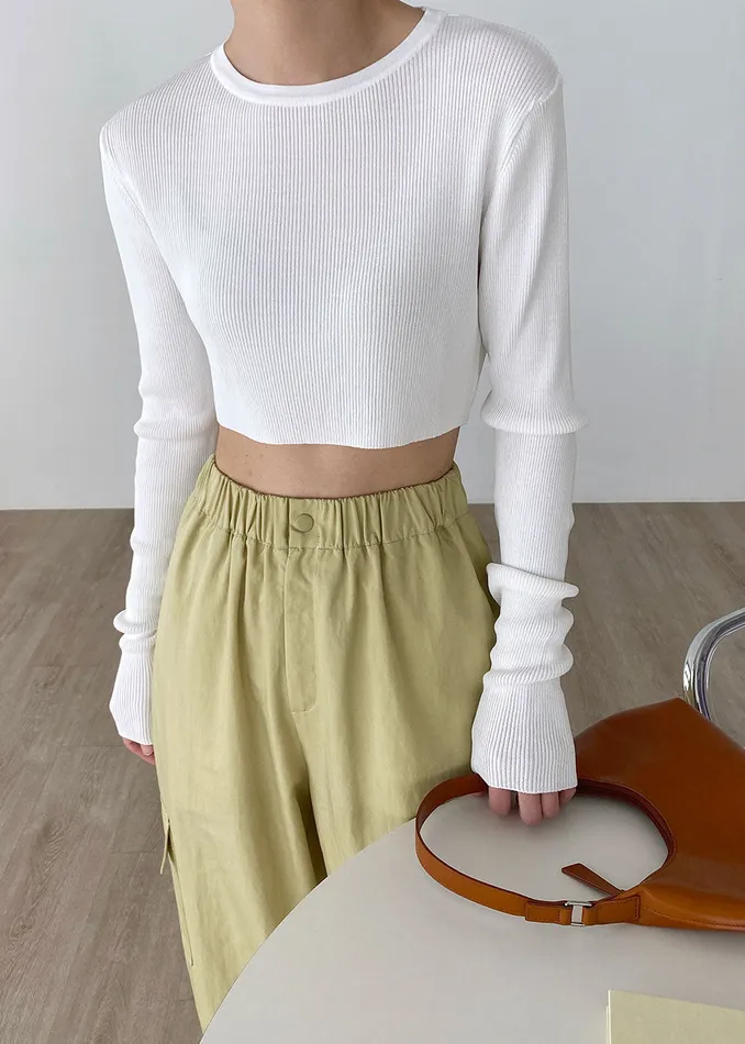 The Frankie Shop Tops Kaz Cropped Knit Top 8211 White 8211 Women