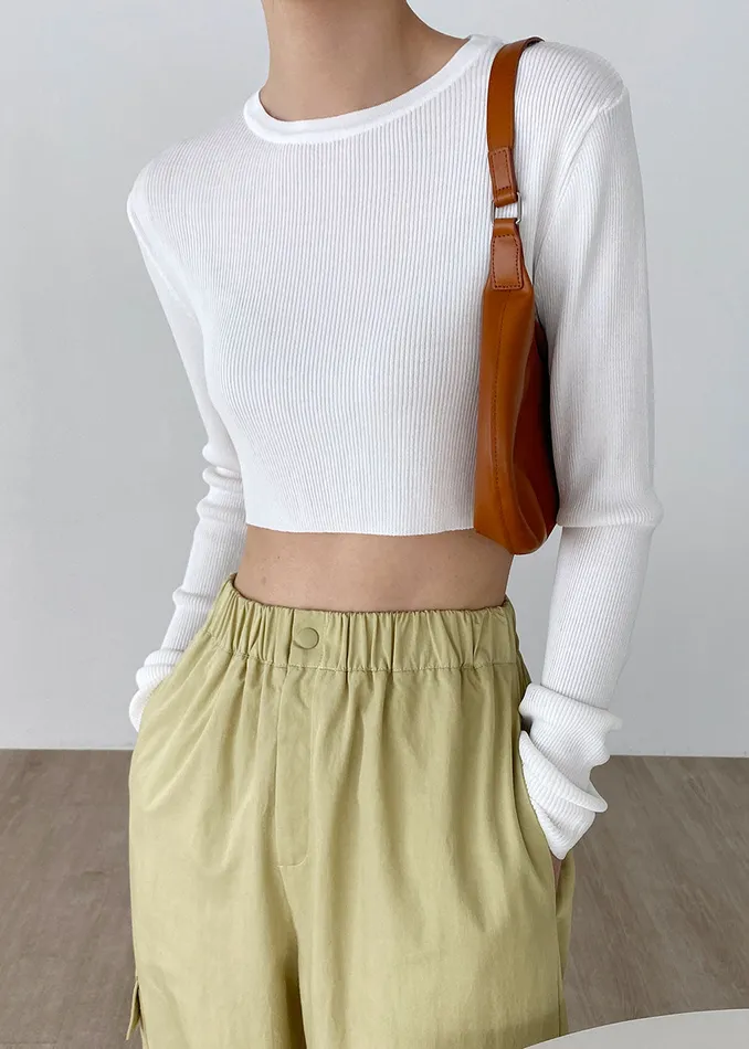 The Frankie Shop Tops Kaz Cropped Knit Top 8211 White 8211 Women