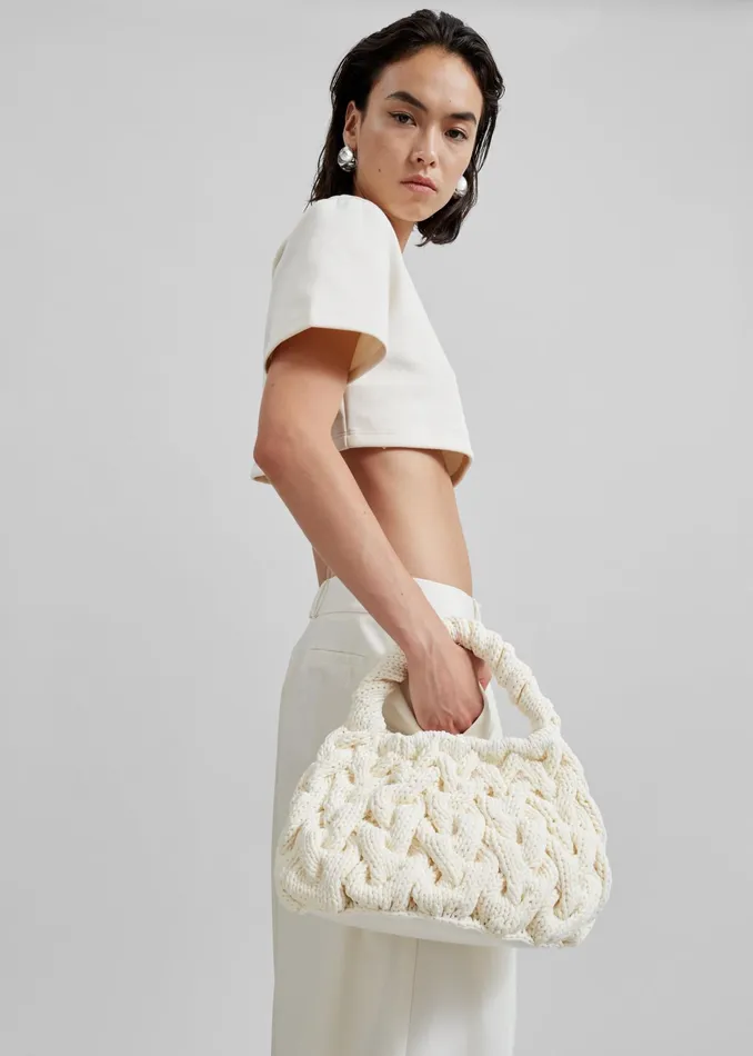 The Frankie Shop Tops Meloe Crop Tee 8211 Beige 8211 Women