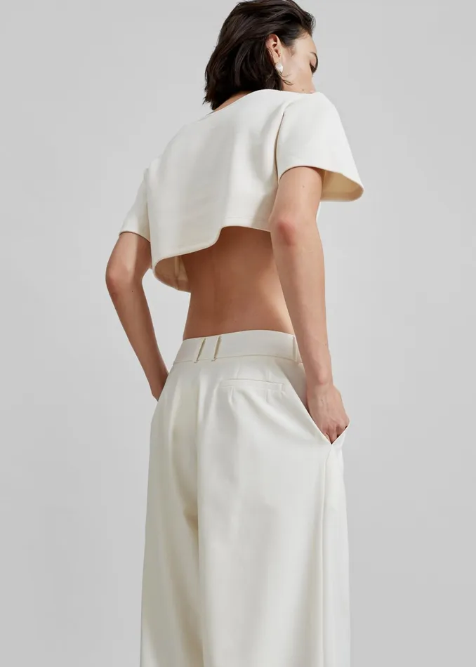 The Frankie Shop Tops Meloe Crop Tee 8211 Beige 8211 Women