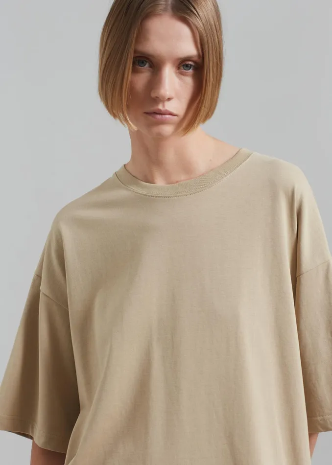 The Frankie Shop Tops Quinn Cotton TShirt 8211 Beige 8211 Women