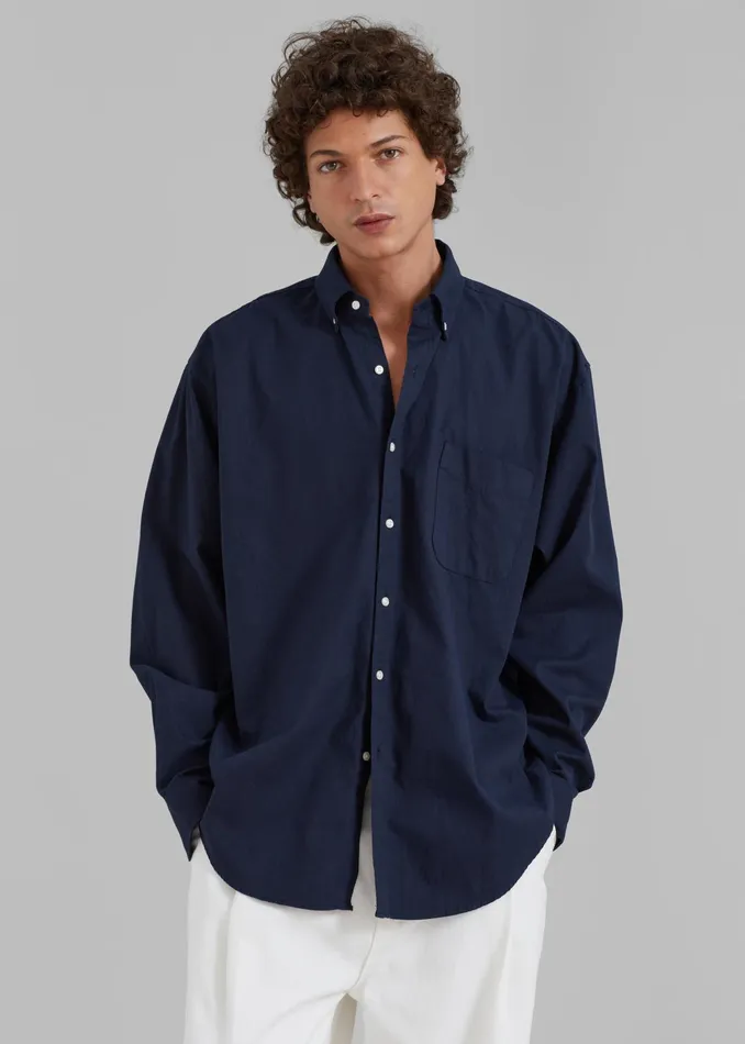 The Frankie Shop Tops Sinclair Shirt 8211 Navy 8211 Men