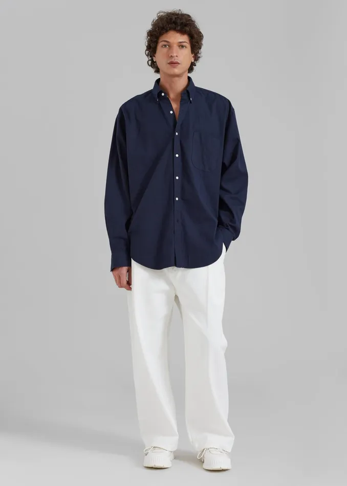 The Frankie Shop Tops Sinclair Shirt 8211 Navy 8211 Men