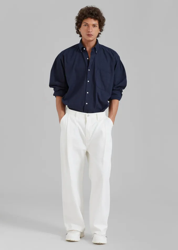 The Frankie Shop Tops Sinclair Shirt 8211 Navy 8211 Men