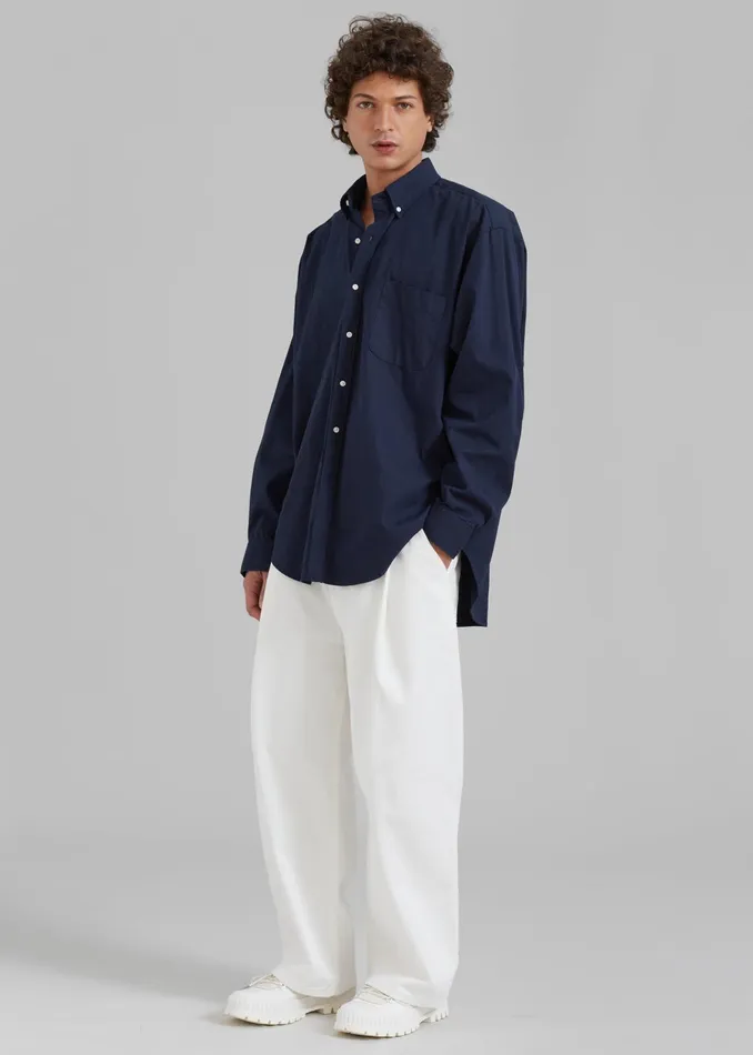 The Frankie Shop Tops Sinclair Shirt 8211 Navy 8211 Men