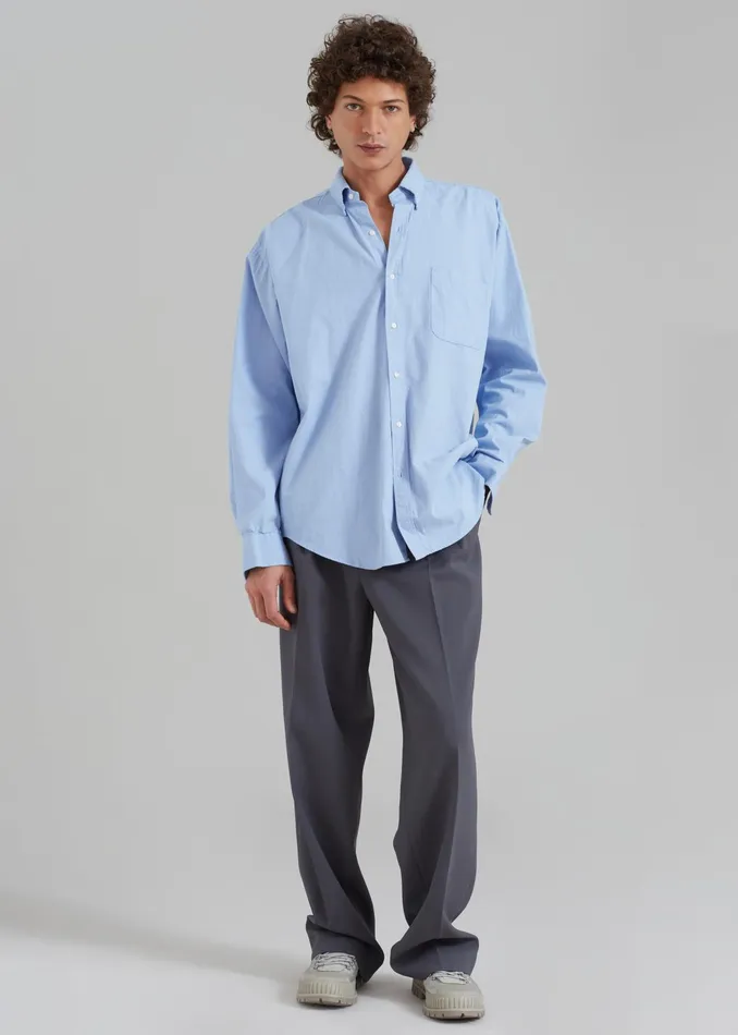 The Frankie Shop Tops Sinclair Shirt 8211 Sky Blue 8211 Men