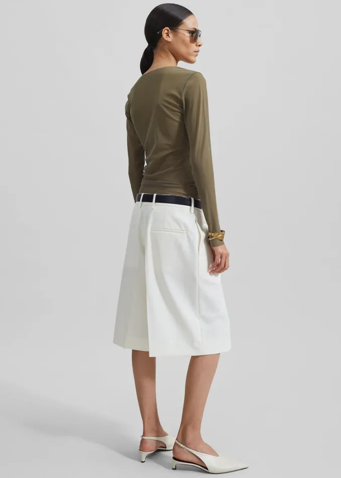 The Frankie Shop Tops Stace Sheer Long Sleeve Tee 8211 Khaki 8211 Women