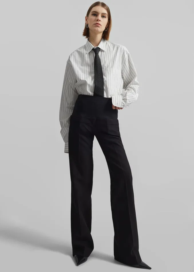 The Frankie Shop Tops Toria Cotton Shirt 8211 WhiteBlack Stripe 8211 Women