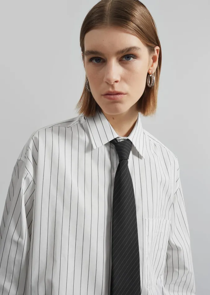 The Frankie Shop Tops Toria Cotton Shirt 8211 WhiteBlack Stripe 8211 Women