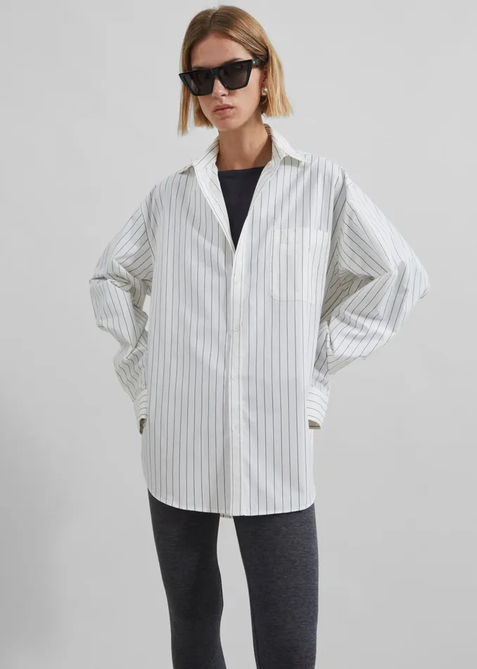 The Frankie Shop Tops Toria Cotton Shirt 8211 WhiteBlack Stripe 8211 Women