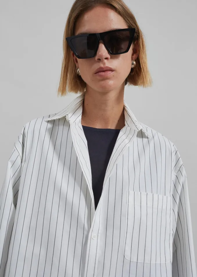 The Frankie Shop Tops Toria Cotton Shirt 8211 WhiteBlack Stripe 8211 Women