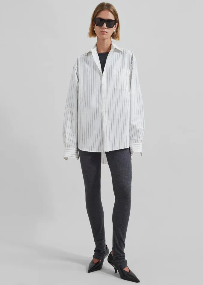 The Frankie Shop Tops Toria Cotton Shirt 8211 WhiteBlack Stripe 8211 Women