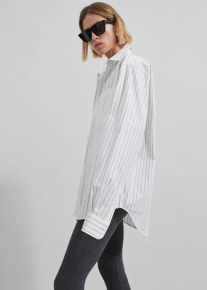 The Frankie Shop Tops Toria Cotton Shirt 8211 WhiteBlack Stripe 8211 Women