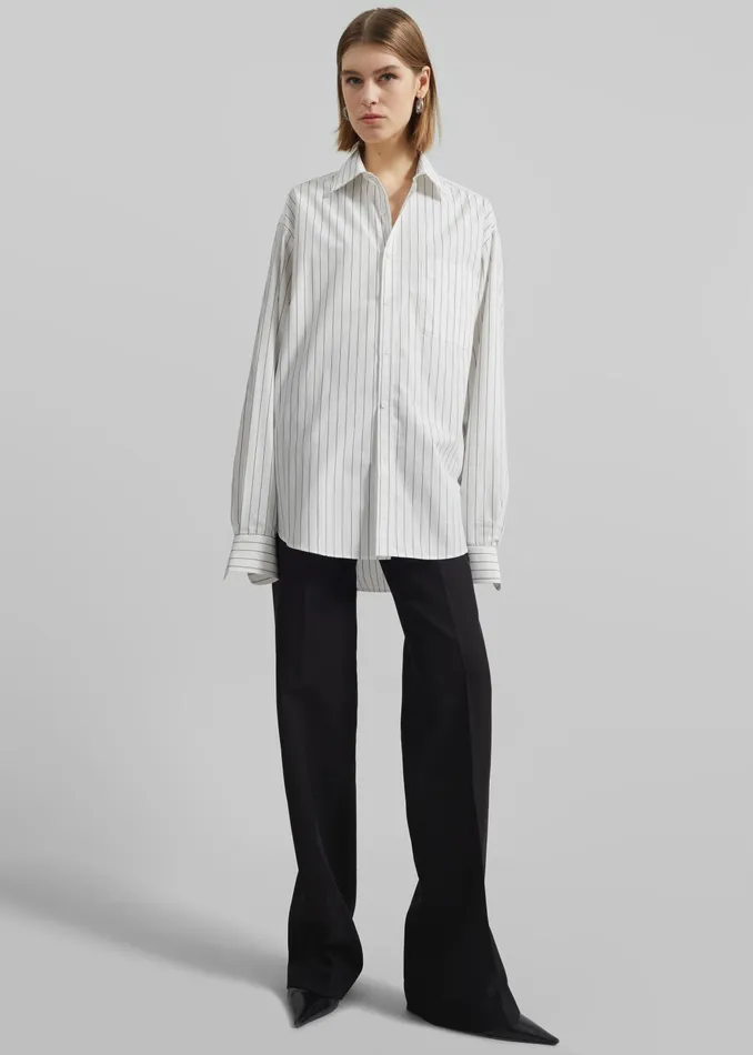 The Frankie Shop Tops Toria Cotton Shirt 8211 WhiteBlack Stripe 8211 Women