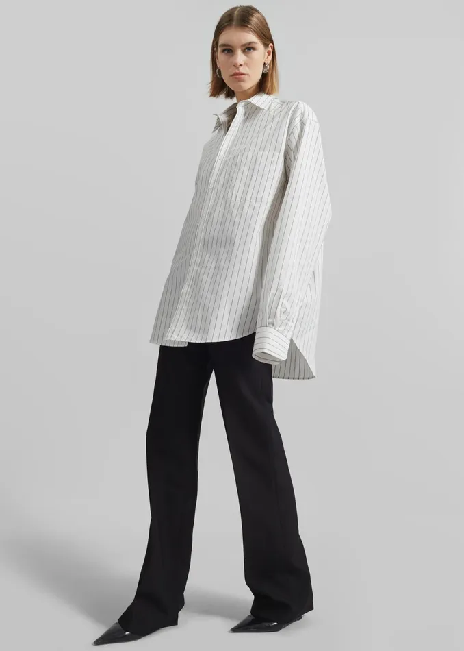 The Frankie Shop Tops Toria Cotton Shirt 8211 WhiteBlack Stripe 8211 Women