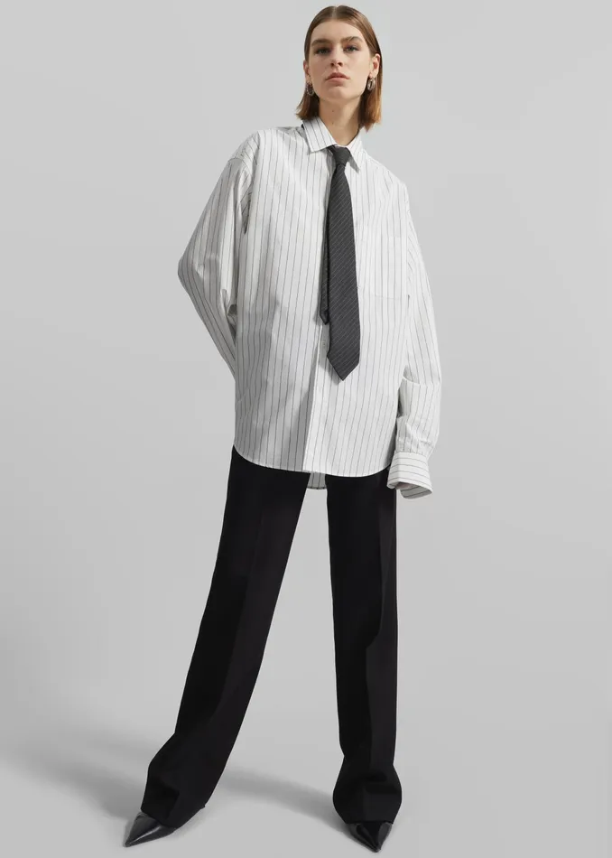 The Frankie Shop Tops Toria Cotton Shirt 8211 WhiteBlack Stripe 8211 Women