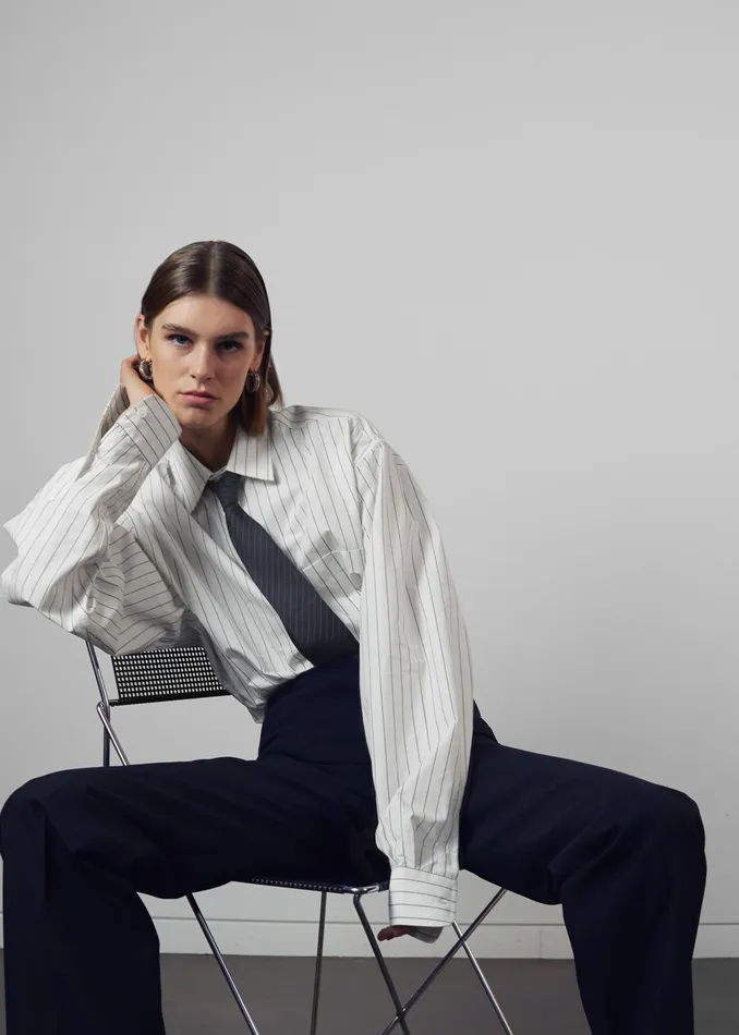 The Frankie Shop Tops Toria Cotton Shirt 8211 WhiteBlack Stripe 8211 Women