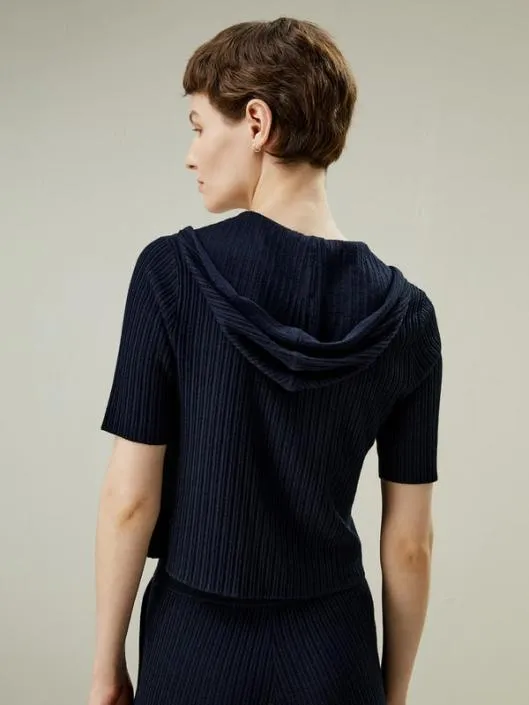 The Oasis Knitted Hoodie Double Zipper Wool Silk Blend Sweater Hoodie Women Lilysilk Knitwear