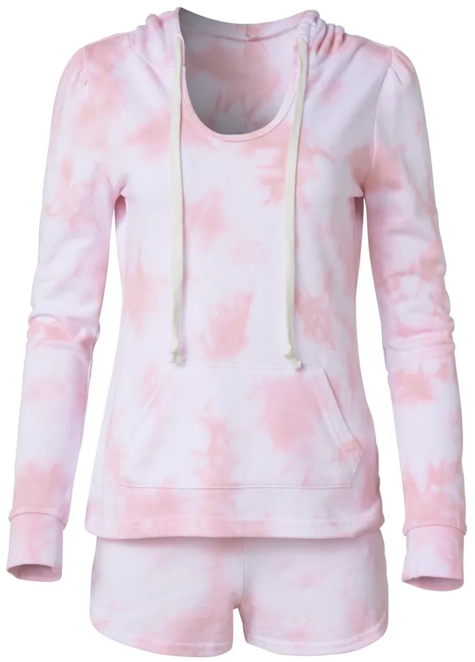 TIE DYE PUFF SLEEVE SHORTS SET Pink Multi Women VENUS Shorts