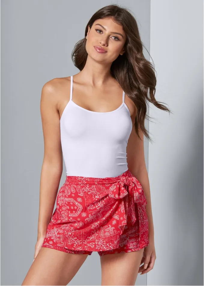 TIE FRONT SKORTS Red Multi Women VENUS Shorts