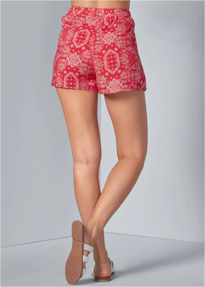 TIE FRONT SKORTS Red Multi Women VENUS Shorts