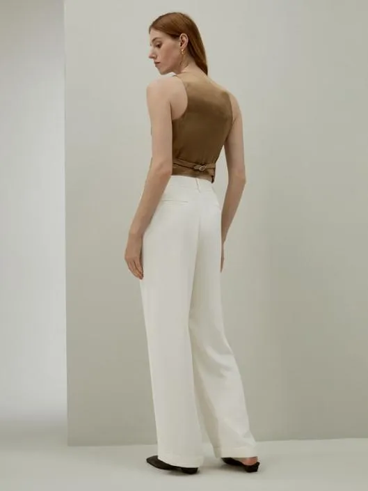 Timeless Pleated WideLeg Silk Trousers For Women 8211 WhiteBlack Women Lilysilk Bottoms