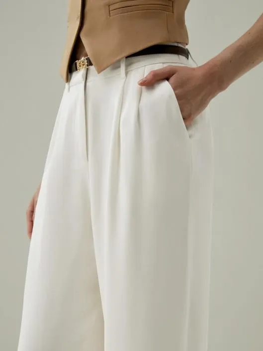 Timeless Pleated WideLeg Silk Trousers For Women 8211 WhiteBlack Women Lilysilk Bottoms