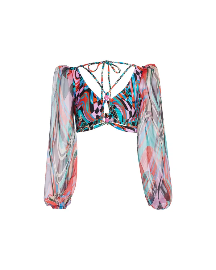 Tops and Bodysuits Women PatBO PSICODELIA STRETCH CROPPED TOP FINAL SALE
