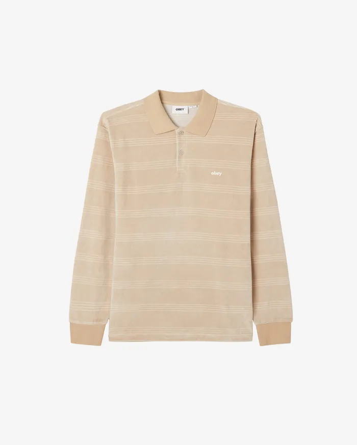 TOPS OBEY Clothing Men DEMAND LS POLO Abbey Stone Multi