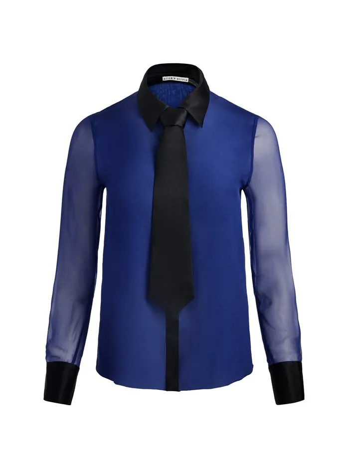 Tops Women Alice Olivia Brady Slim Button Down Midnight Blue