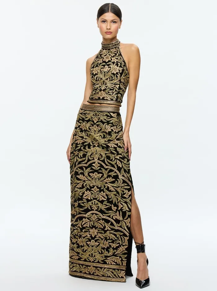 Tops Women Alice Olivia Gatz Embellished Top Blackgold