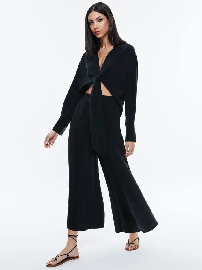 Tops Women Alice Olivia Hannon Tie Front Blouse Black