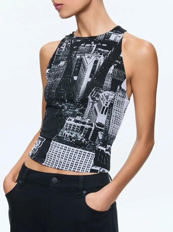 Tops Women Alice Olivia Pania Cropped Tank Cityscape