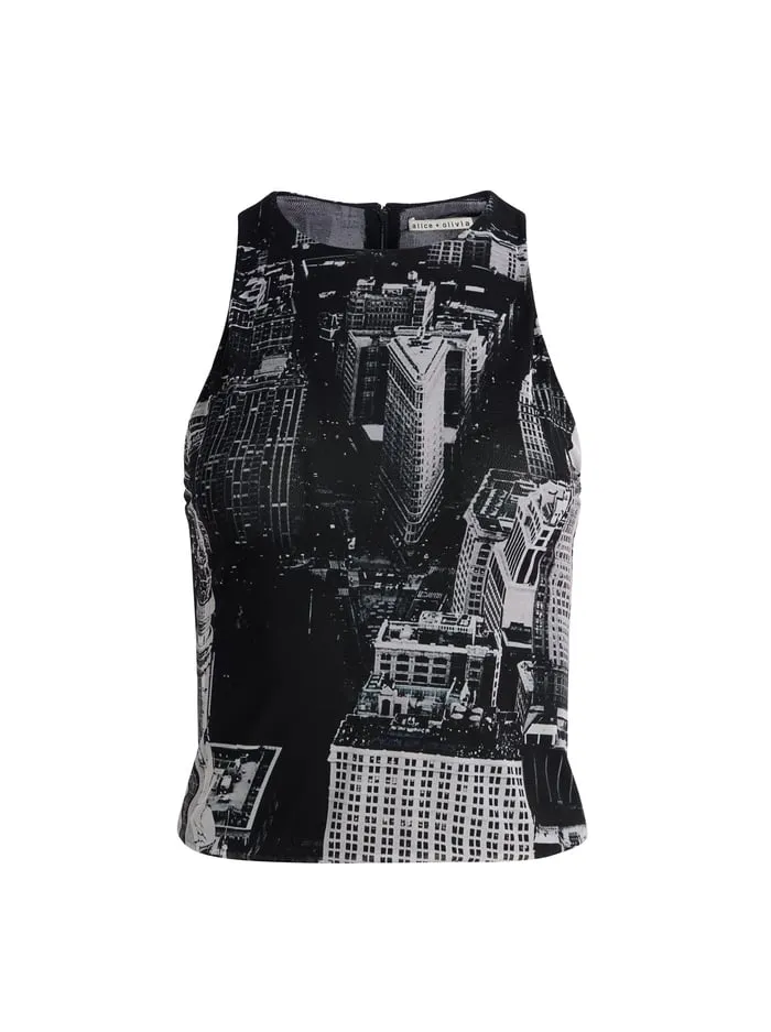 Tops Women Alice Olivia Pania Cropped Tank Cityscape