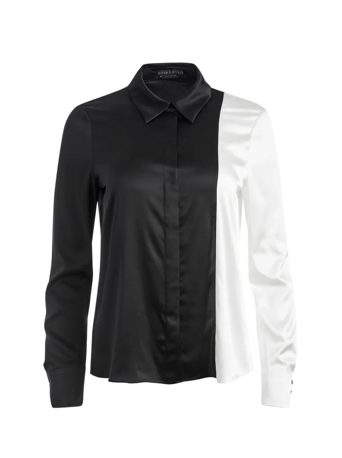 Tops Women Alice Olivia Willa Placket Top Blackoff White