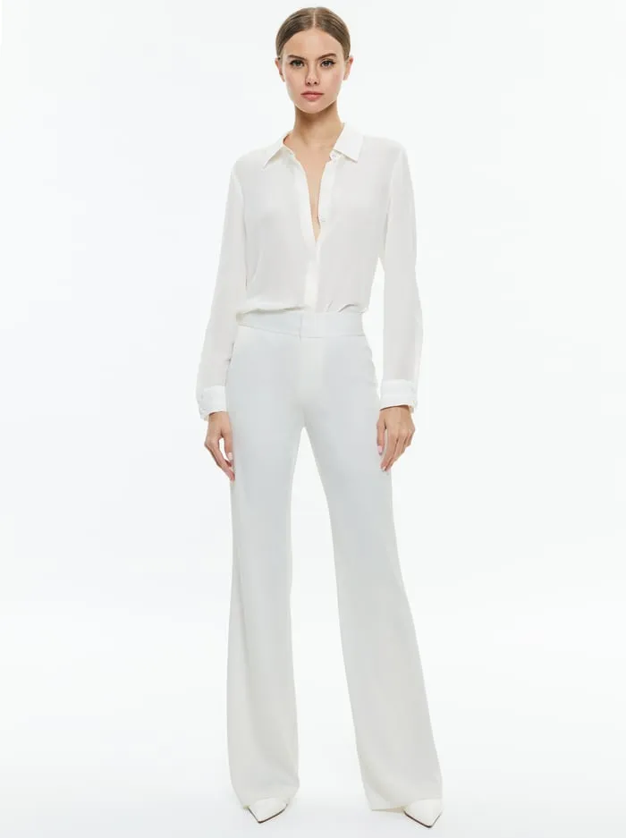 Tops Women Alice Olivia Willa Relaxed Placket Top With Piping Detail Off White