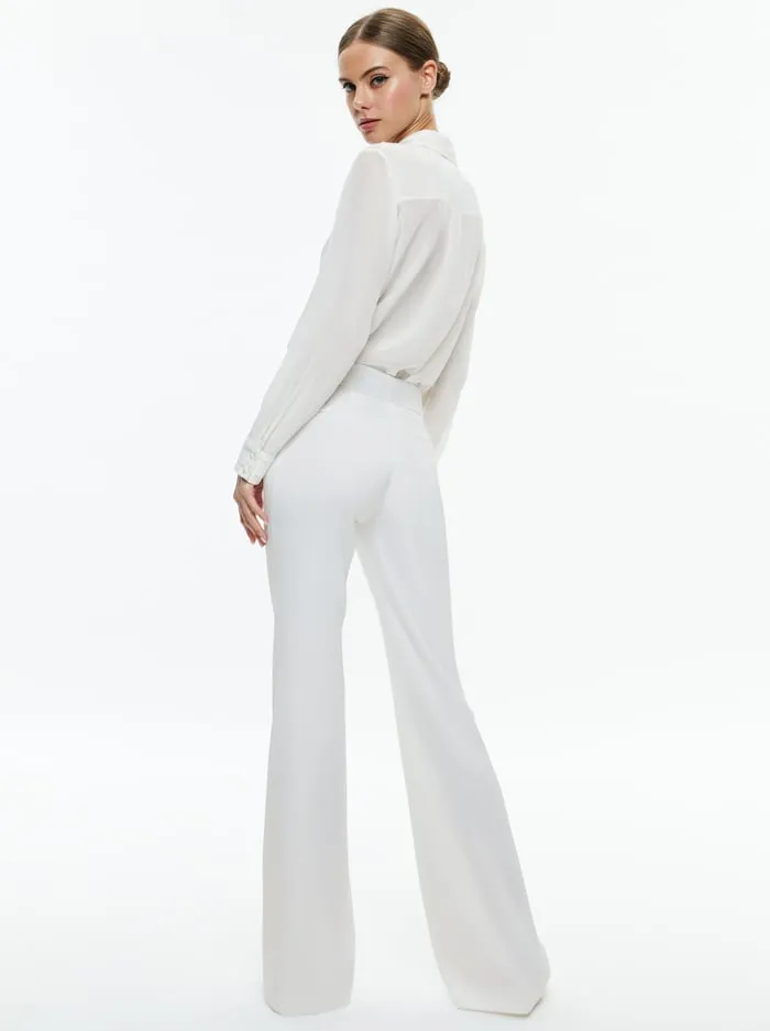 Tops Women Alice Olivia Willa Relaxed Placket Top With Piping Detail Off White