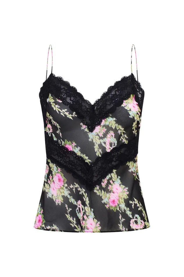 Tops Women LoveShackFancy Brimsley Floral LaceTrimmed Top Black Coffee