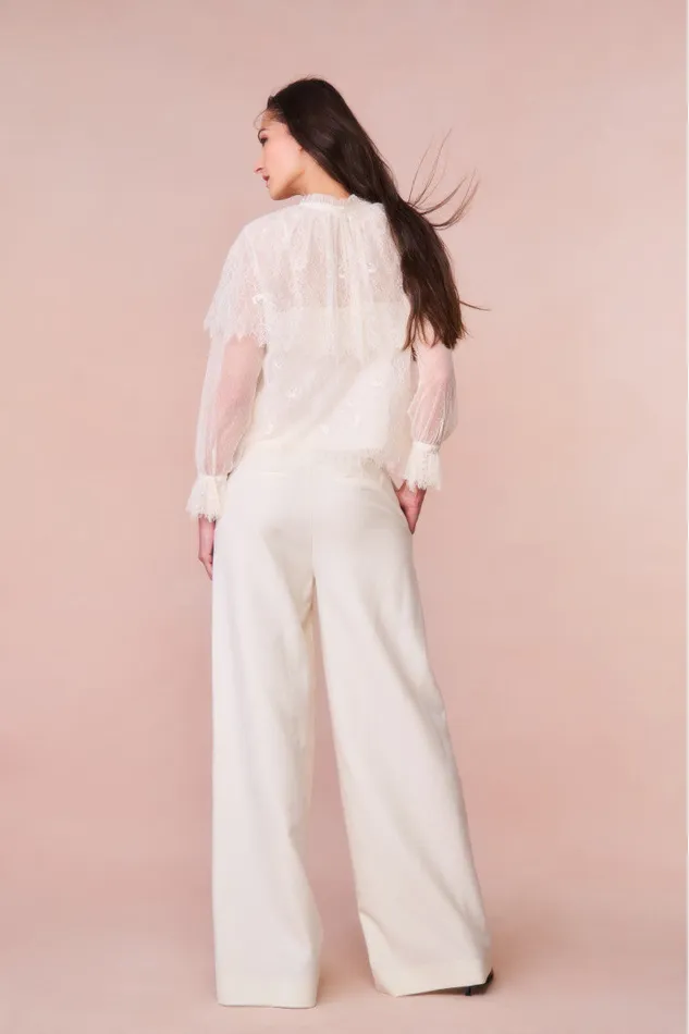 Tops Women LoveShackFancy Duquette Sheer Lace Top Ivory