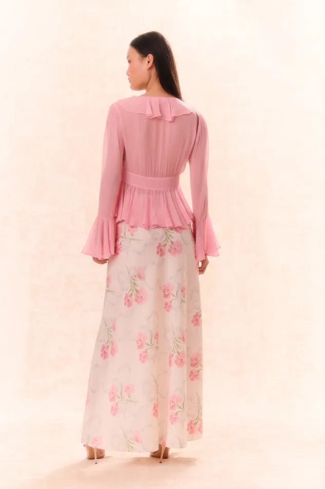 Tops Women LoveShackFancy Ovidia Bell Sleeve Top Pink