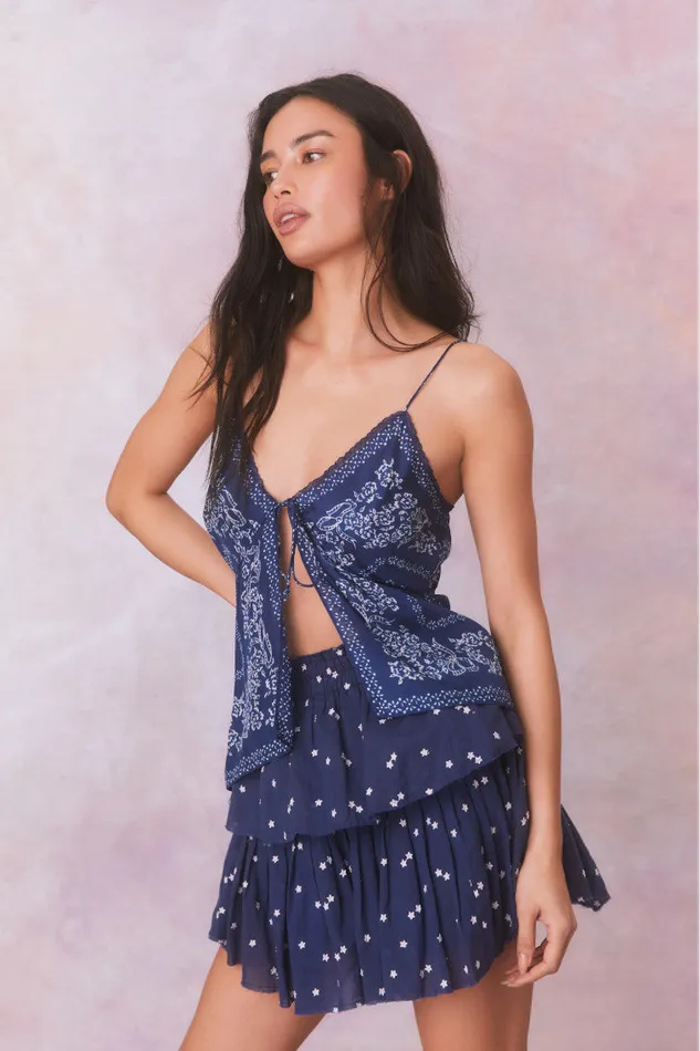 Tops Women LoveShackFancy Tivelo Bandana Print Cotton Cami Top Moonlight Indigo