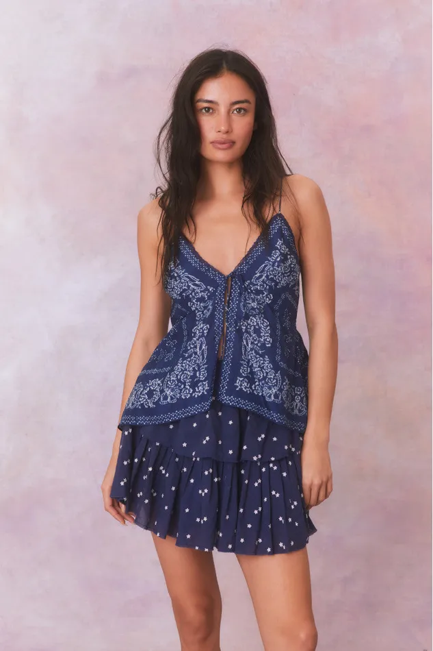 Tops Women LoveShackFancy Tivelo Bandana Print Cotton Cami Top Moonlight Indigo