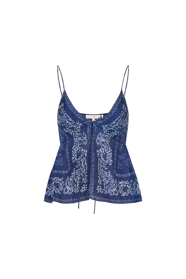 Tops Women LoveShackFancy Tivelo Bandana Print Cotton Cami Top Moonlight Indigo