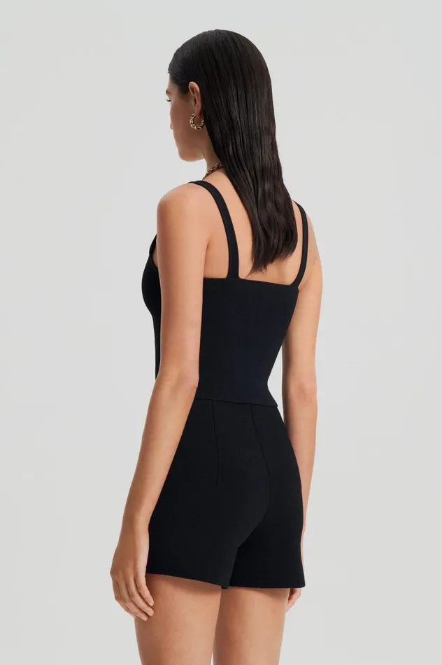 Tops Women Scanlan Theodore CREPE KNIT SQUARE CAMISOLE Black Tops Women Scanlan Theodore CREPE KNIT SQUARE CAMISOLE Black