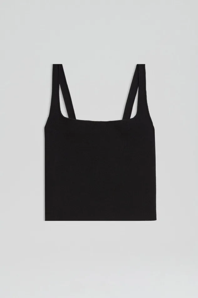 Tops Women Scanlan Theodore CREPE KNIT SQUARE CAMISOLE Black Tops Women Scanlan Theodore CREPE KNIT SQUARE CAMISOLE Black