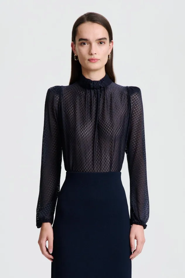 Tops Women Scanlan Theodore FRENCH LACE BLOUSE Navy Tops Women Scanlan Theodore FRENCH LACE BLOUSE Navy